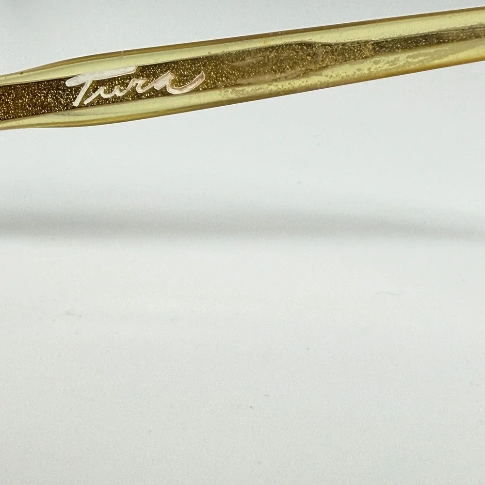 Tura Vintage Eyeglasses Frames Yellow Gold Glitter‎ Mod TL 336 T Round 22101